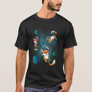 Galaxy Fox Foxes Space Stars Weihnachten Geburtsta T-Shirt