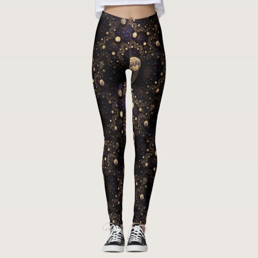 Galaxy Fraktal Moons Pattern Leggings (Vorderseite)