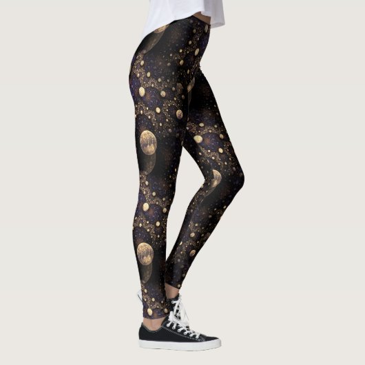 Galaxy Fraktal Moons Pattern Leggings (Rechts)