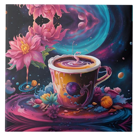 Galaxy Garden Kaffee Kunst Fliese (Vorderseite)