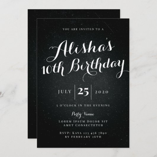 Galaxy Geburtstagseinladung Einladung (Vorne/Hinten)