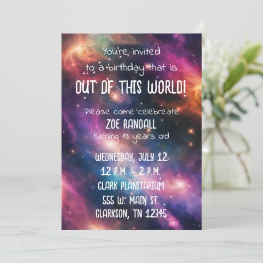 Galaxy Geburtstagsparty Einladungen (Stehend Vorderseite)