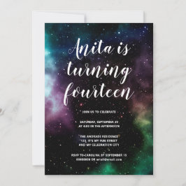 Galaxy Geburtstagsparty Teens 14 kosmischer Raum T Einladung