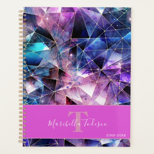 Galaxy Gemstone Crystal Lila Geometric Design Planer (Vorderseite)
