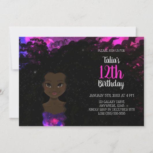 Galaxy Girl Birthday Einladung | Magic Shade 1 (Vorderseite)