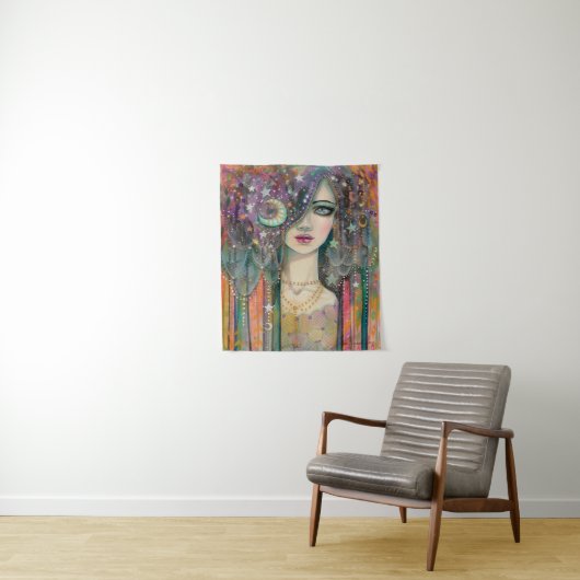 Galaxy Girl Bohemisch Fantasy von Molly Harrison Wandteppich (Beispiel)
