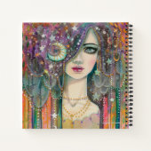 Galaxy Girl Boho Sinti und Roma Fantasy Art Sketch Notizblock (Rückseite)