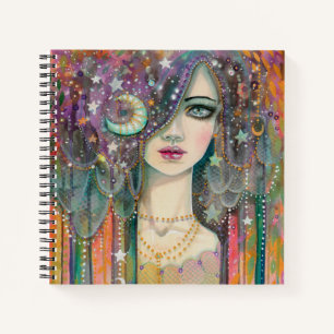 Galaxy Girl Boho Zigeuner Fantasy Art Skizzenbuch Notizblock