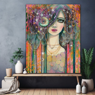 Galaxy Girl Schöne Boho Zigeuner Fantasy Kunst Fra Poster