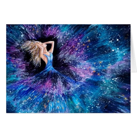 Galaxy Girl Space Star Burst Karte für sie. (Vorderseite (Horizontal))