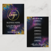 Galaxy Glitzer Black and Gold Duft List Card Visitenkarte (Vorne/Hinten)