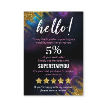 Galaxy Glitzer Black Gold Discount Marketing Cards