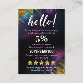 Galaxy Glitzer Black Gold Discount Marketing Cards Visitenkarte