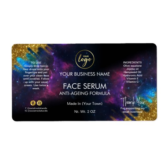 Galaxy Glitzer Schwarzes Gesicht und Haarserumetik (Vorne)