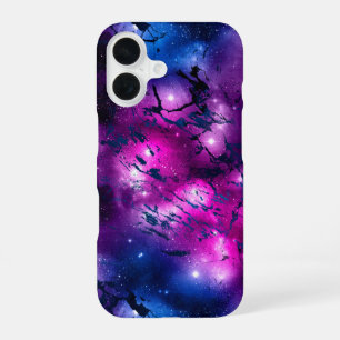 Galaxy Glow Kosmisch Blau Lila und Rosa Marmor iPhone 16 Hülle