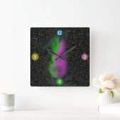 Galaxy Glow - Kosmische Wall-Uhr Quadratische Wanduhr (Zuhause)