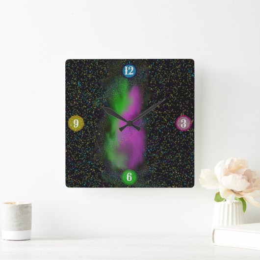 Galaxy Glow - Kosmische Wall-Uhr Quadratische Wanduhr (Zuhause)