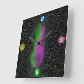 Galaxy Glow - Kosmische Wall-Uhr Quadratische Wanduhr (Winkel)
