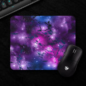 Galaxy Glow | Kosmisches Blau, Lila und rosa Marmo Mousepad