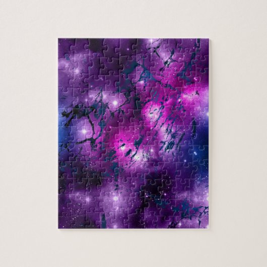 Galaxy Glow | Kosmisches Blau, Lila und rosa Marmo Puzzle (Vertikal)