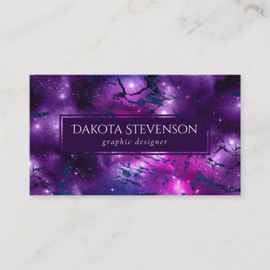 Galaxy Glow | Kosmisches Blau, Lila und rosa Marmo Visitenkarte (Vorderseite)