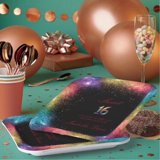 Galaxy Glow Sweet 16 Papierplatte Pappteller (Multi)