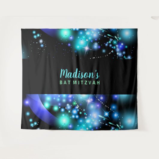 GALAXY GLOWING STARS Bat Mitzvah Hintergrund Wandteppich (Vorderseite (Horizontal))