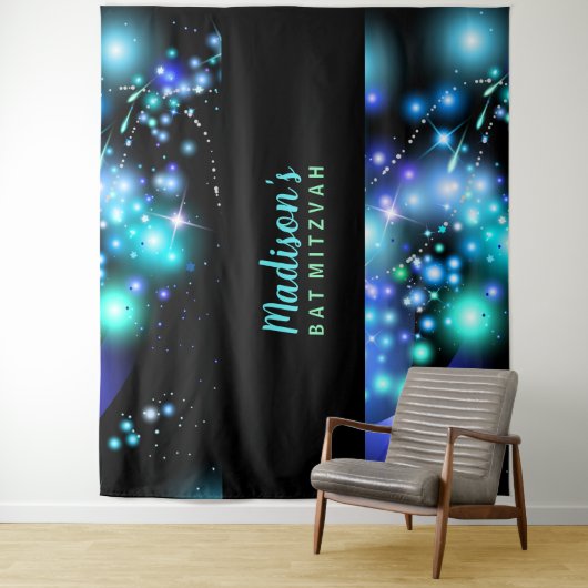 GALAXY GLOWING STARS Bat Mitzvah Hintergrund Wandteppich (Beispiel)