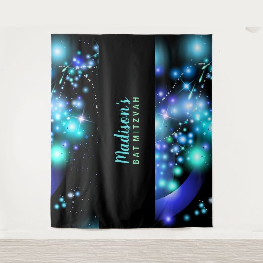 GALAXY GLOWING STARS Bat Mitzvah Hintergrund Wandteppich (Vorderseite)
