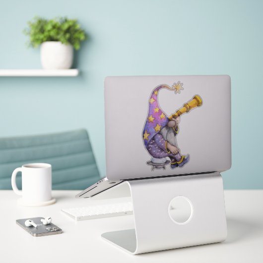 Galaxy Gnome Aufkleber (Laptop auf Schreibtisch)