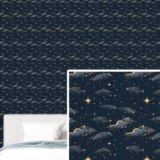 Galaxy Gold Glitzer Starry Night Dark Deep Blue Tapete (Von Creator hochgeladen)
