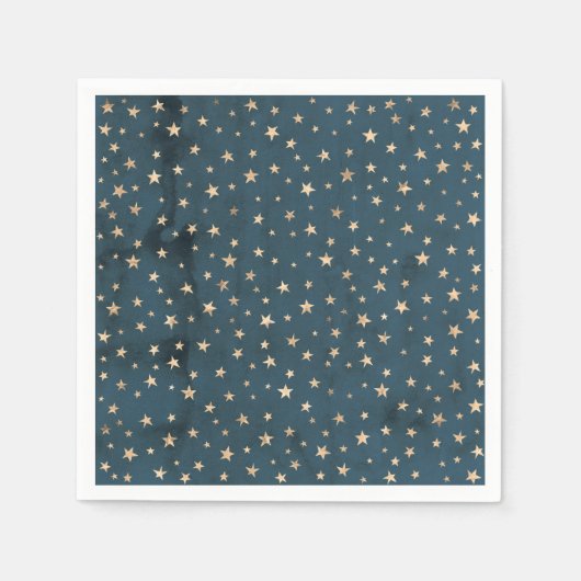 Galaxy Gold Stars Blue Paper Napkin Serviette (Vorderseite)