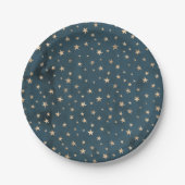 Galaxy Gold Stars Muster Blue Paper Plate Pappteller (Vorderseite)