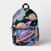 Galaxy Graffiti" – Urban Cosmic Style Backpack Bedruckter Rucksack (Vorderseite)