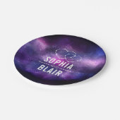 Galaxy Hearts Constellation Wedding Personalisiert Pappteller (Schrägansicht)
