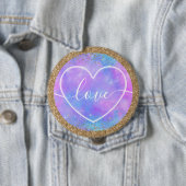 Galaxy Herz Liebe Design mit goldener Glitter-Rand Button (Beispiel)