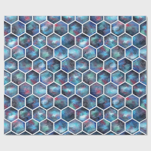 Galaxy Hexagon Muster Geschenkwrap Geschenkpapier (Flach)