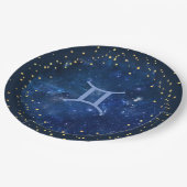 Galaxy Hintergrund - Gemini Symbol Pappteller (Schrägansicht)