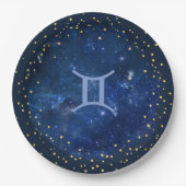Galaxy Hintergrund - Gemini Symbol Pappteller (Vorderseite)