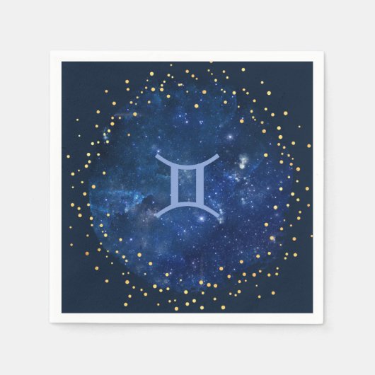 Galaxy Hintergrund - Gemini Symbol Serviette (Vorderseite)