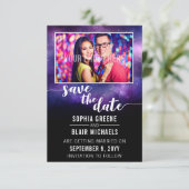 Galaxy Hochzeit geschrieben Save the Date in den S Einladung (Stehend Vorderseite)