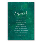 Galaxy Hochzeitsplanung für Grüne Sterne Tischnummer (Rückseite)