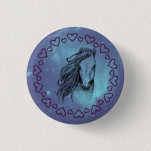 Galaxy Horse & Herz Button (Vorderseite)