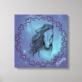 Galaxy Horse & Hörer mit optionalem Namen Leinwanddruck