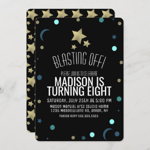 Galaxy Imitate Gold Stars Confetti Space Geburtsta Einladung