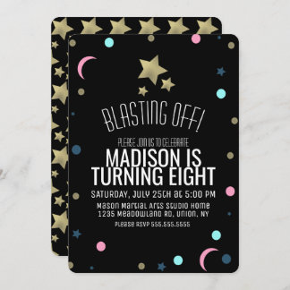 Galaxy Imitate Gold Stars Confetti Space Geburtsta Einladung