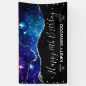 Galaxy & Imitate Silver Glitzer Agate Sweet 16 Banner (Vertikal)