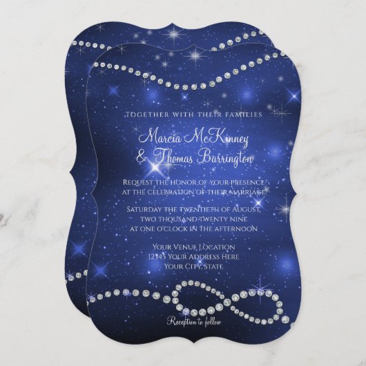 Galaxy Infinity Symbol Navy Liebe Twinkling Stars Einladung (Vorne/Hinten)