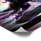 Galaxy Katze auf Dinosaurier Einhorn im Weltraum Poster (Ecke)