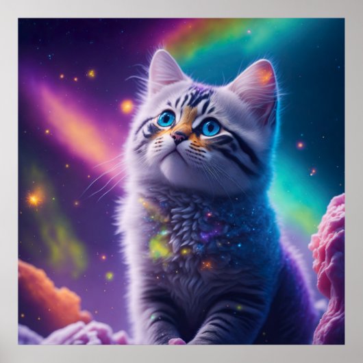 Galaxy Katze Digitaler Ai generated Poster (Vorne)